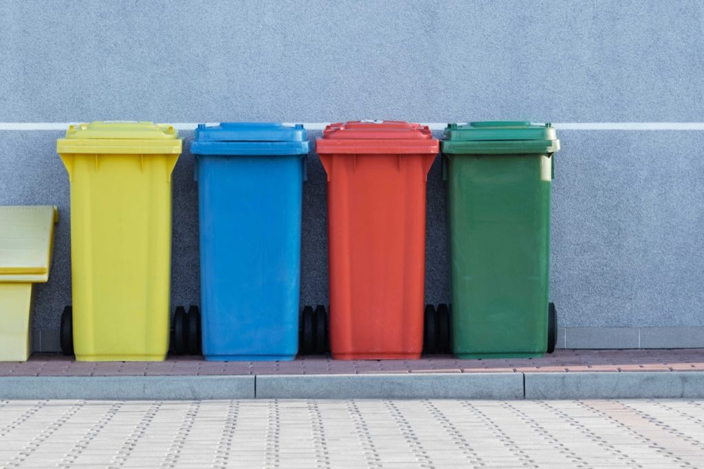 Rainbow colors garbage cans